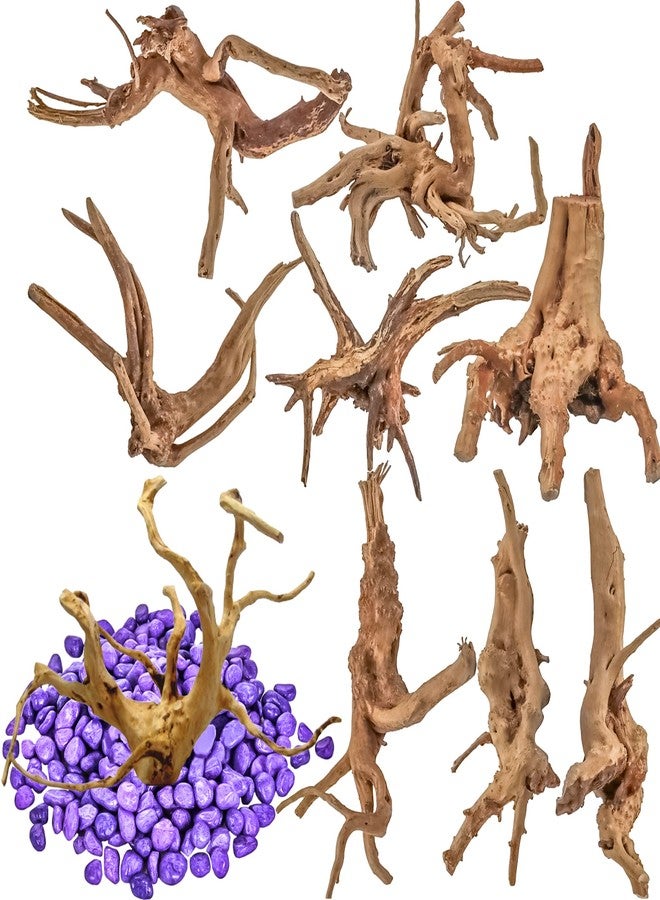 Vmiapxo 8 Pieces Natural Driftwood for Aquarium Decor, Assorted Sinkable Spider Wood, Reptile Drift Wood Branches Fish Tank Decorations (3.15''-4'') - Image 1